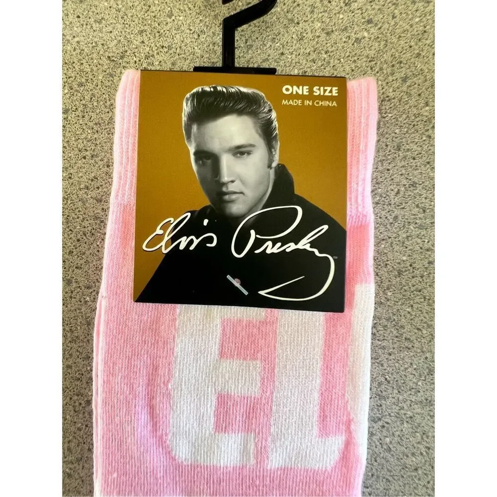 Official elvis Presley pink striped star crew socks US 7-12 unisex men’s women’s